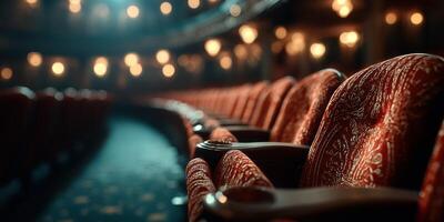 Elegant red theater seats create an inviting atmosphere in a historic performing arts venue photo