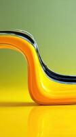 Colorful abstract wave made of smooth glass shapes reflects light in a vibrant yellow and green setting photo