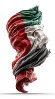 Waving fabric representing the colors of Sudan, depicting national pride and cultural identity through vibrant textiles photo