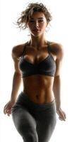 Fitness model posing with confidence in athletic wear showcasing strength and vitality during a high-energy workout session photo