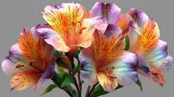 Vibrant bouquet of colorful flowers with delicate petals showcasing intricate details and a playful arrangement photo