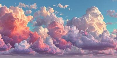 Vibrant clouds fill the sky at sunset creating a stunning display of colors and textures above the horizon photo