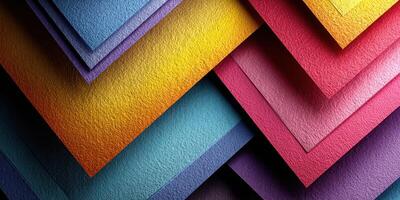 Colorful layers of textured paper arranged in a creative pattern in a well-lit indoor setting during the afternoon photo