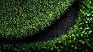 Green grass and dark soil create a fresh, vibrant landscape in a garden setting photo