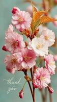 Beautiful cherry blossoms arranged elegantly with a message of gratitude for appreciation of nature photo