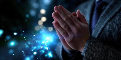 Clapping hands create a captivating spark effect during a nighttime celebration in an elegant setting photo