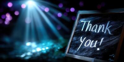 Captivating thank you sign illuminated by soft lighting in a tranquil setting photo