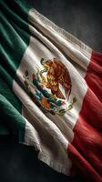 Mexican flag with detailed embroidery displayed in rich colors and textures, symbolizing cultural heritage and pride photo