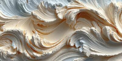 Creamy swirls of whipped topping crafted for a dessert display at a local bakery during a sunny afternoon photo