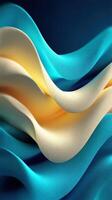Colorful waves of fabric flowing softly under gentle light create a serene and calming atmosphere in modern decor photo