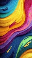 Colorful patterns of sand create a vibrant artwork in a contemporary display of texture and creativity photo