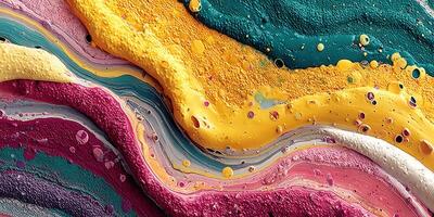 Colorful abstract art created with textured paint, showcasing waves of vibrant hues in a dynamic composition photo