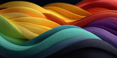 Colorful waves of fabric display vibrant textures and patterns in artistic arrangement photo