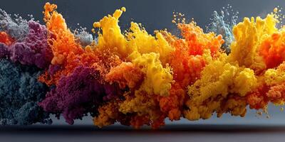 Vibrant explosion of colors creates dynamic abstract art in a studio setting photo