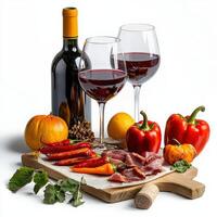 A table with wine and food photo