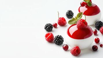 Red and white dessert with berries photo