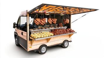 A food truck with sausages and other food photo