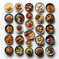 A large collection of different types of food in bowls photo
