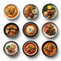 A collection of different types of food in bowls photo