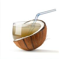 Coconut juice with straw and straw photo