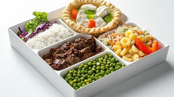 A white box with food in it photo