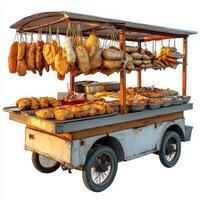 A food cart with a variety of food photo