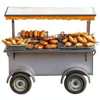 A food cart with a variety of food items photo