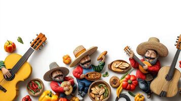 Mexican food with guitar and guitar player photo