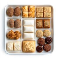 A tray of assorted cookies and pastries photo