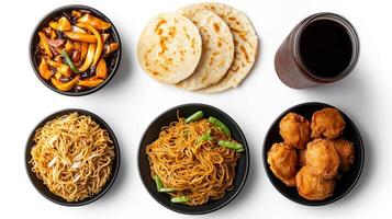 A variety of asian food in bowls photo