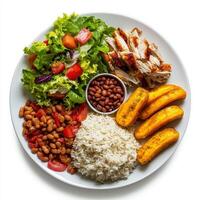 Cuban food - top view of plate of cuban food photo