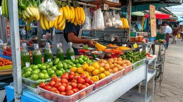 A man selling fruit photo