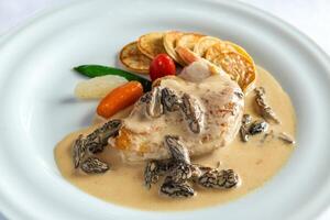 Famous and traditional chicken with morels photo