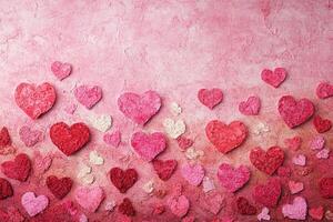 Pink and red hearts creating a romantic valentine's day background photo