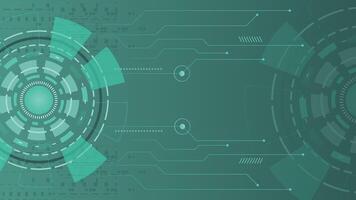 Futuristic digital tech background showing circular interface elements and connected circuit lines in green vector