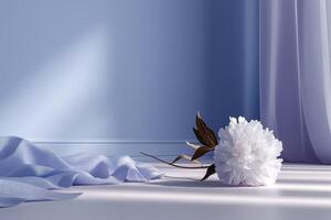 Serene White Peony and Blue Lace Still Life in Soft Light photo