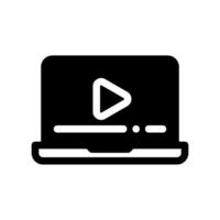 Laptop computer with play button on display screen vector