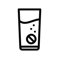 Outline Icon of a Glass with Bubbling Effervescent Tablet vector