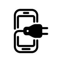 Smartphone with Plug Connector for Socket Charging on White Background vector