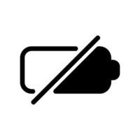 Empty battery icon crossed out with a diagonal line vector