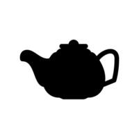 Squat Black Silhouette Teapot with Curved Spout and Handle Art vector