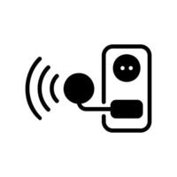 Outlet with Connected Wireless Charging Device and Signal Waves vector