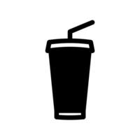 Disposable Beverage Container with Lid and Drinking Straw Silhouette vector