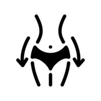 Outline Icon of a Stylized Female Body with Arrows Indicating Slimming vector