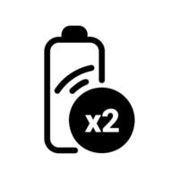 Battery Icon with Double Capacity Symbol for Enhanced Power vector