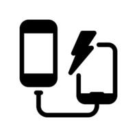 Power Bank Charging Smartphone with Cable on White Background vector