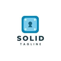Secure cloud data logo, tech lock icon for storage or cyber security vector