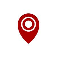 Red location pin point with target icon, GPS and map marker symbol vector