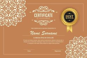 soft color mandala award certificate design template vector