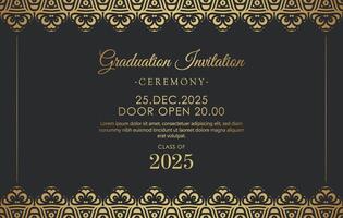 sophisticated invitation template for a graduation ceremony, featuring rich green background template vector